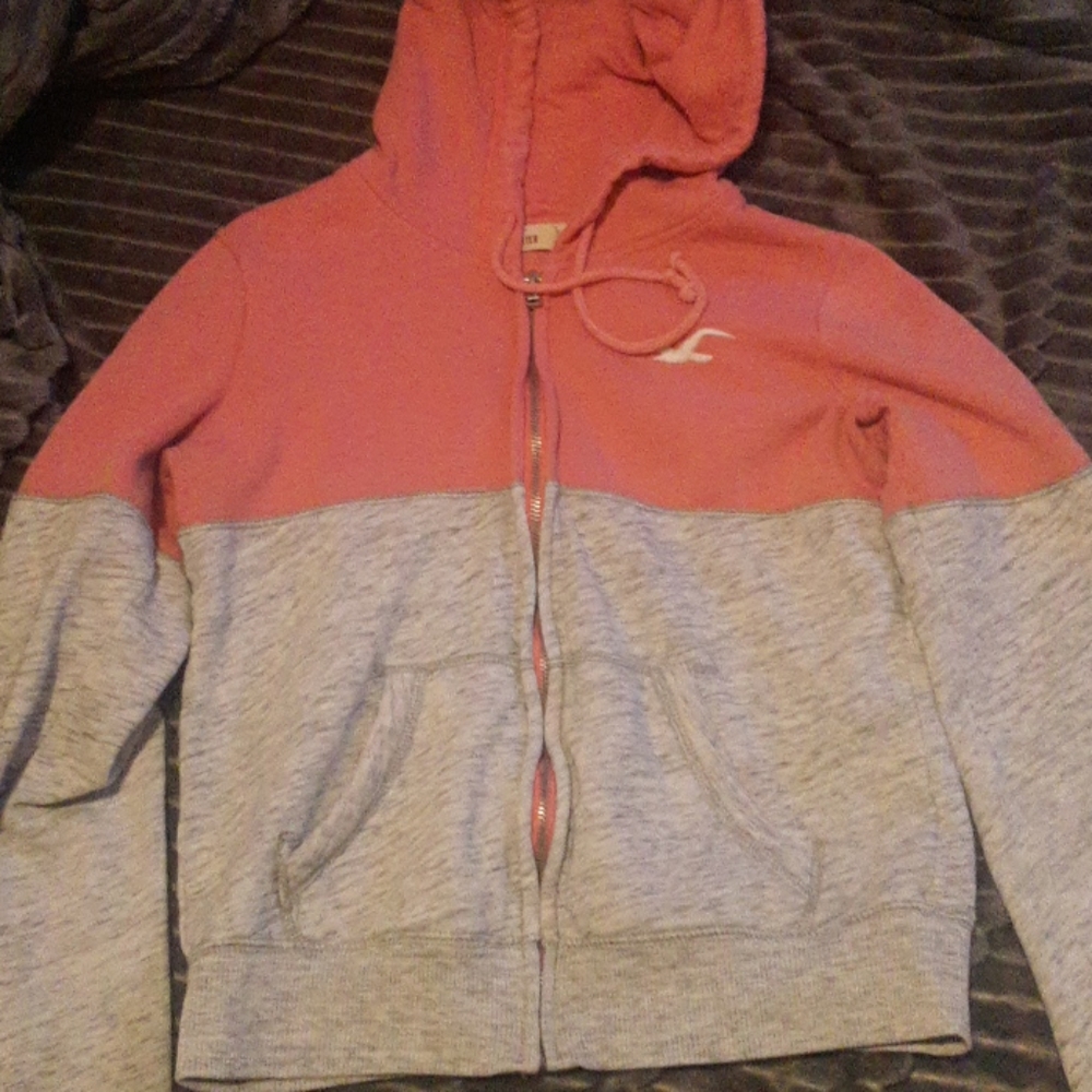 Pink and gray Hollister hoodie